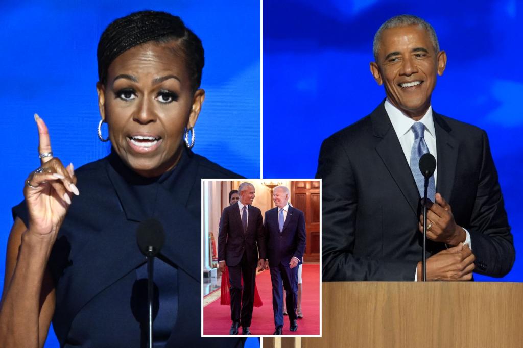 Barack Obama pays tribute to Biden at DNC just weeks after burying him -- as Michelle Obama snubs the president