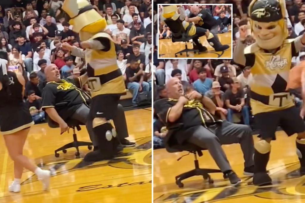 California principal Robert Nunes placed on leave for seemingly inappropriate dance with mascot at pep rally — just days into new school year